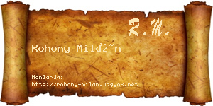 Rohony Milán névjegykártya