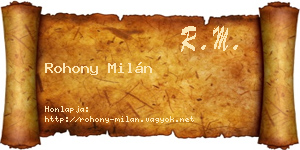 Rohony Milán névjegykártya